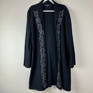 Jones New York Merino Wool Duster Cardigan XL Embroidered Whimsigoth Fairy Indie